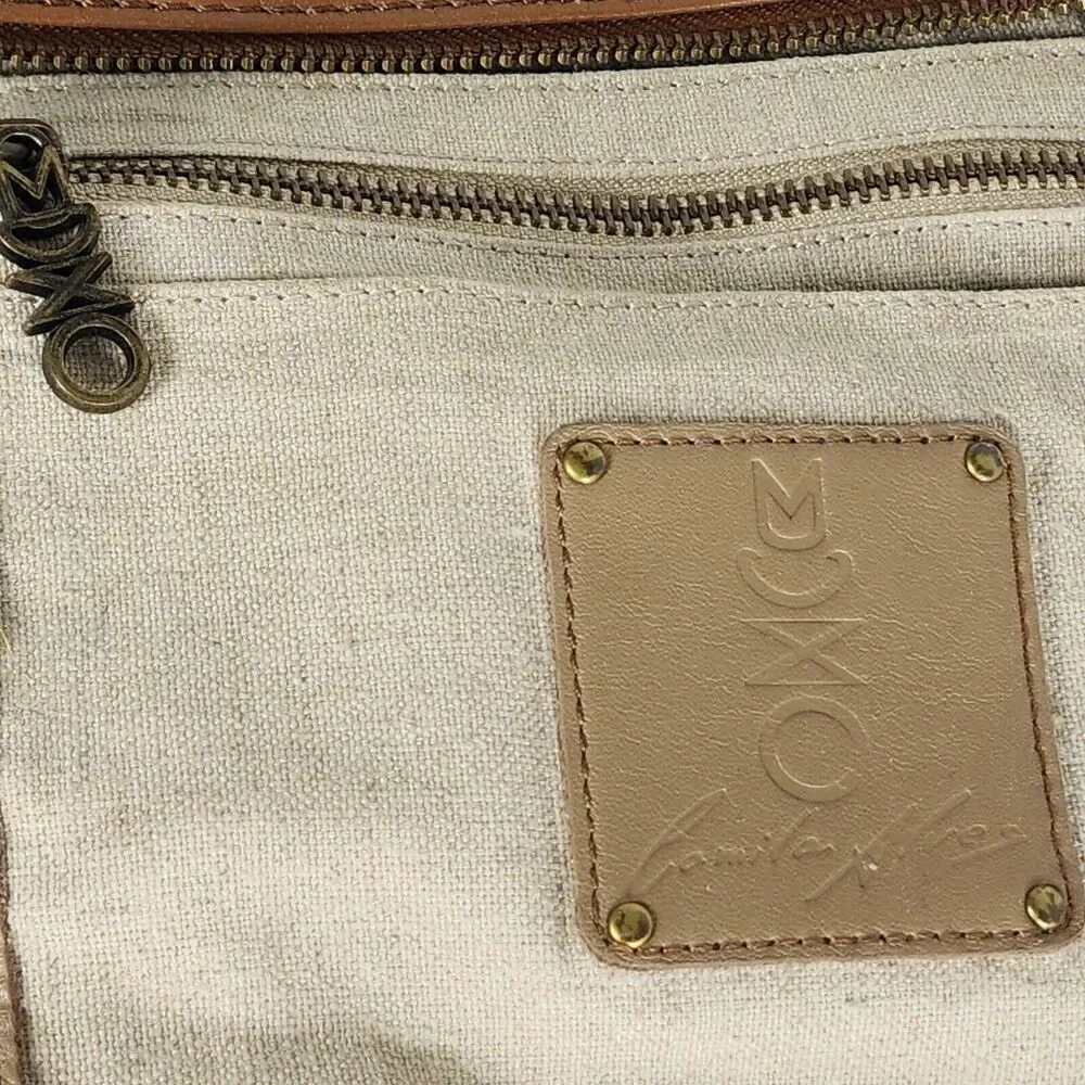 Muxo By Camila Alves Brown Leather Fringe Logo Handbag Purse Bag